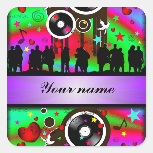 Adesivo Quadrado Pessoas coloridas dançando (Frente)