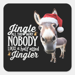 Adesivo Quadrado Pessoas engraçadas que amam burros de Natal na faz