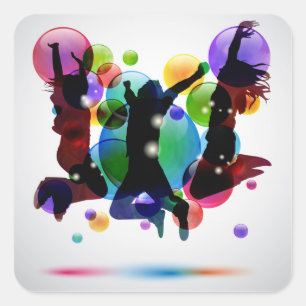 Adesivo Quadrado Pessoas felizes