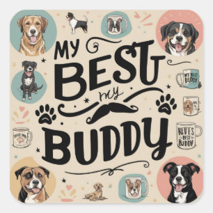 Adesivo Quadrado Pet Love Sticker