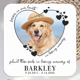 Adesivo Quadrado Pet Memorial Seed Packet Heart Dog Foto Personaliz