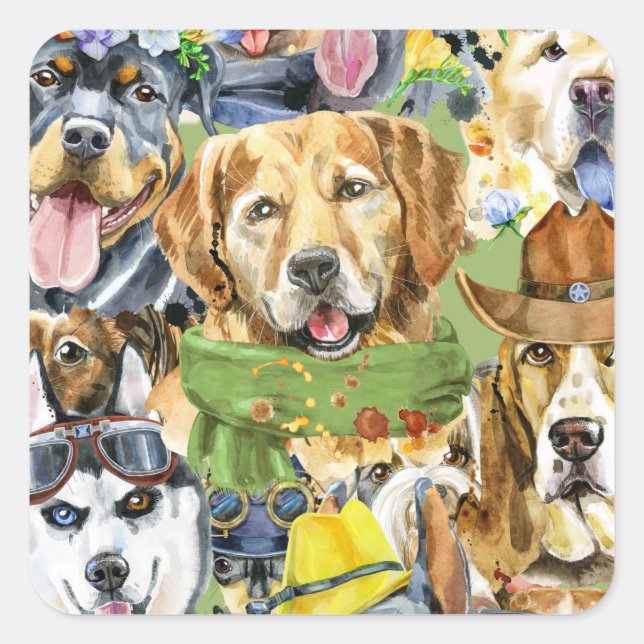 Adesivo Quadrado Pet Pets de Cães (Frente)