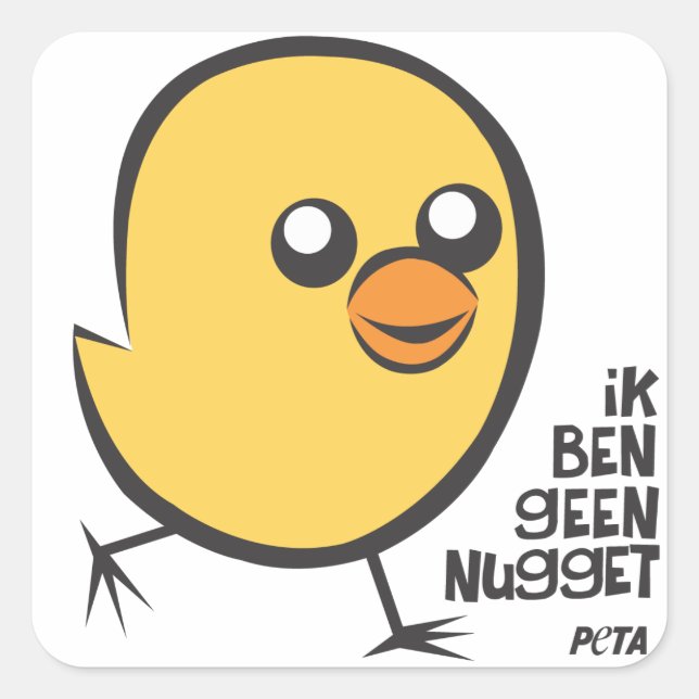 Adesivo Quadrado PETA Ik ben geen nugget sticker (Frente)