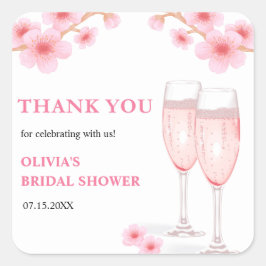 Adesivo Quadrado Petalas Modernas & Prosecco Festa de Noivado Obrig