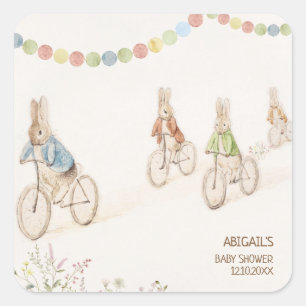 Adesivo Quadrado Peter, o Chá de fraldas neutro do coelho