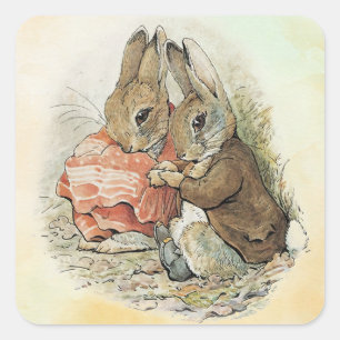 Adesivo Quadrado Peter Rabbit e Beniamin Bunny