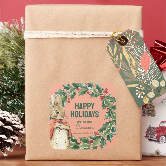 Adesivo Quadrado Peter Rabbit | Feliz Natal De (Feriado)