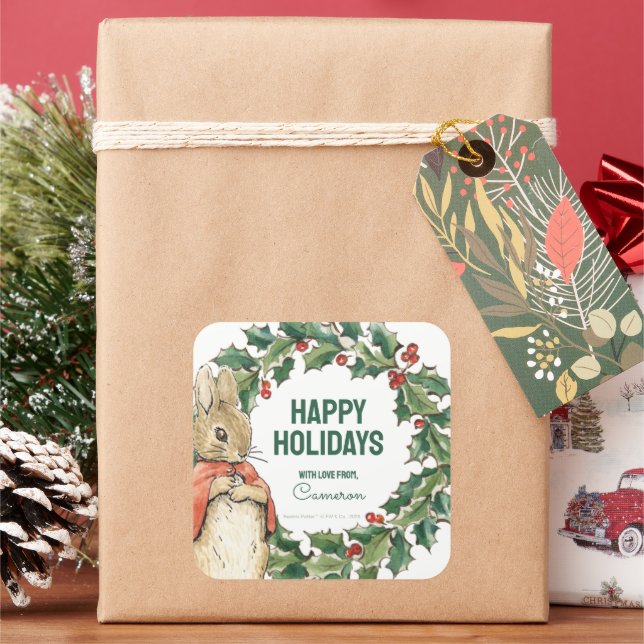 Adesivo Quadrado Peter Rabbit | Feliz Natal De (Feriado)