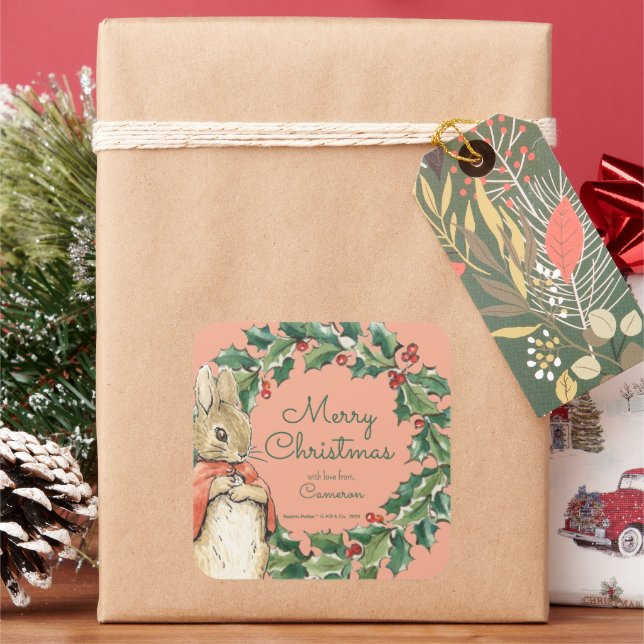 Adesivo Quadrado Peter Rabbit | Feliz Natal De (Feriado)