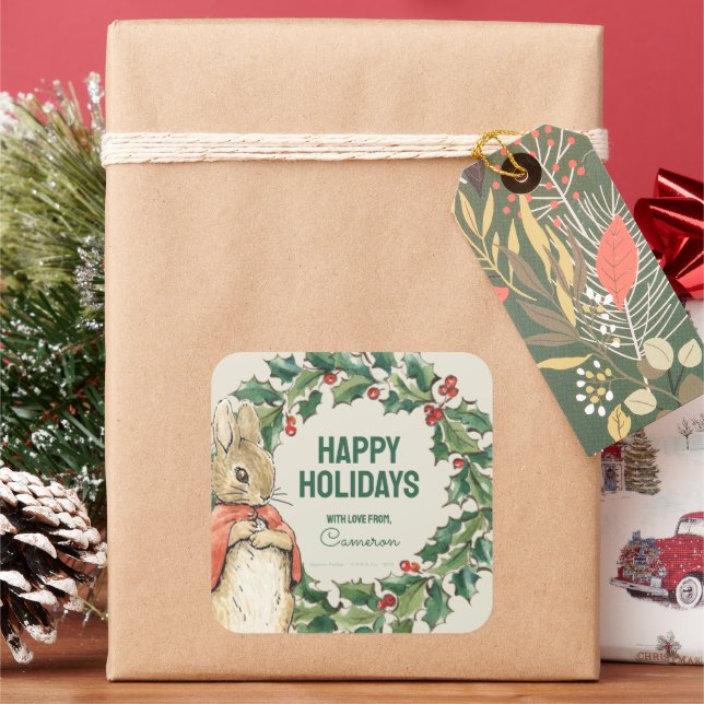 Adesivo Quadrado Peter Rabbit | Feliz Natal De (Feriado)