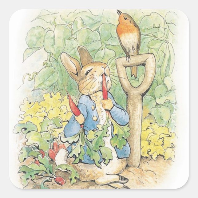 Adesivo Quadrado Peter Rabbit In Garden - Beatrix Potter (Frente)