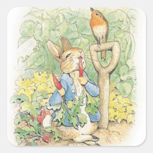 Adesivo Quadrado Peter Rabbit In Garden - Beatrix Potter