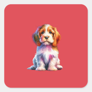 Adesivo Quadrado Petit Basset Griffon Vendeen