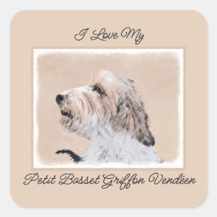 Adesivo Quadrado Petit Basset Griffon Vendéen Painting - Dog Art Sq