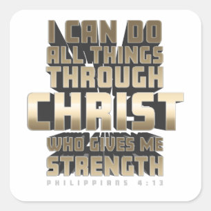 Adesivo Quadrado Phil4: 13 eu posso fazer todas as coisas com o