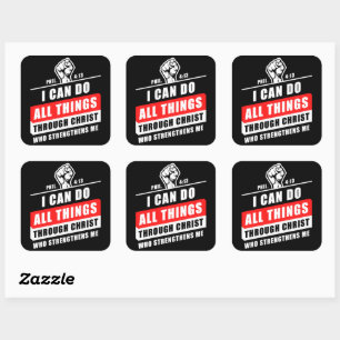 Adesivo Quadrado Phil 4:13 Posso Fazer Tudo Através Do Cristo Quem