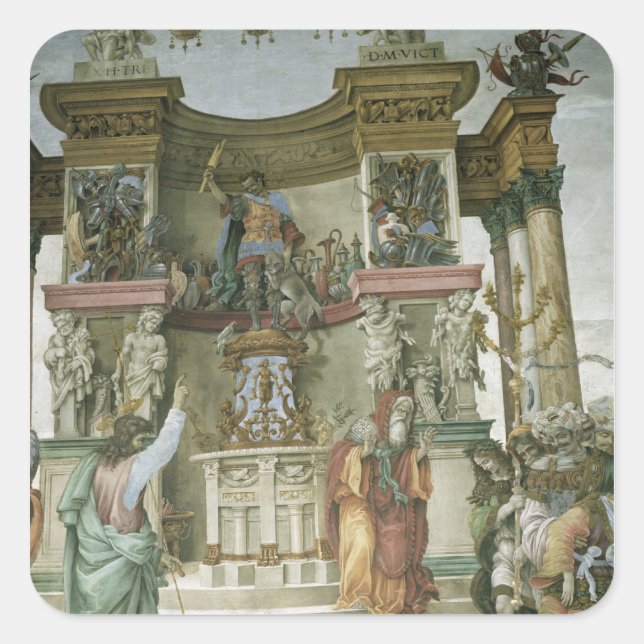 Adesivo Quadrado Philip Exorcizing a Demon, c.1497-1500 (Frente)