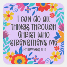 Philippians 4:13 Escritura de Bíblia Folk Art Flor