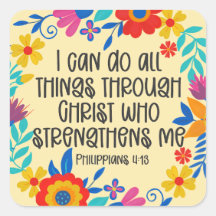 Philippians 4:13 Escritura de Bíblia Folk Art Flor