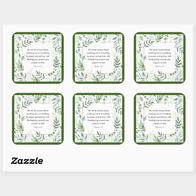 Adesivo Quadrado Philippians 4:6, Bíblia Verse (Folha)