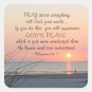 Adesivo Quadrado Philippians 4:6 rezam por tudo o Ocean Sunset