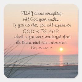 Adesivo Quadrado Philippians 4:6 rezam por tudo o Oceano Sunset