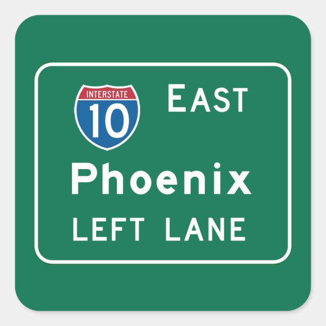 Adesivo Quadrado Phoenix, AZ Road Sign (Frente)