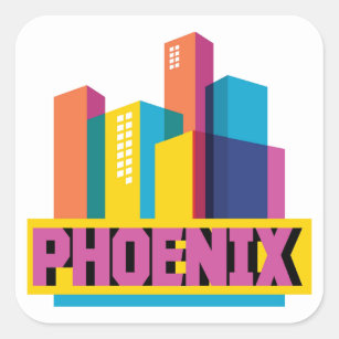 Adesivo Quadrado Phoenix, skyline de néon da arizona  