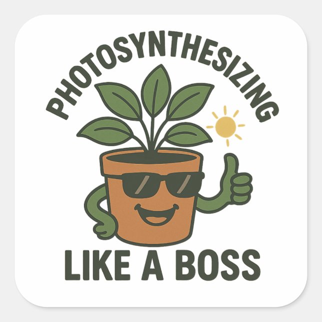 Adesivo Quadrado Photosynthesising Like A Boss Square Sticker (Frente)