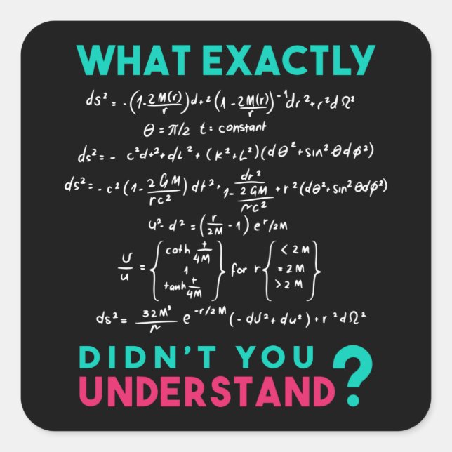 Adesivo Quadrado Physics formula Joke (Frente)
