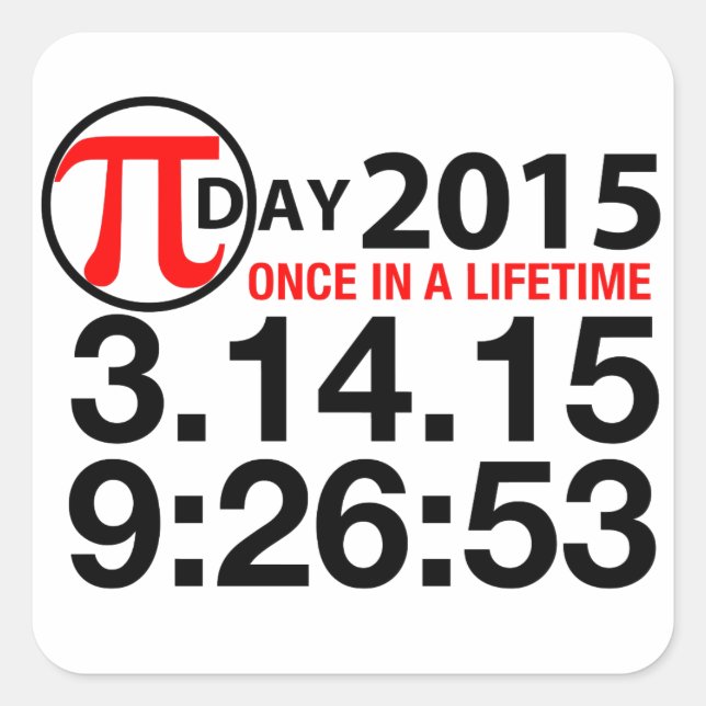 Adesivo Quadrado Pi Dia 2015 (Frente)