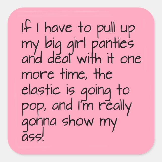 Adesivo Quadrado Pia rosa, Besteira, Palavra (Frente)