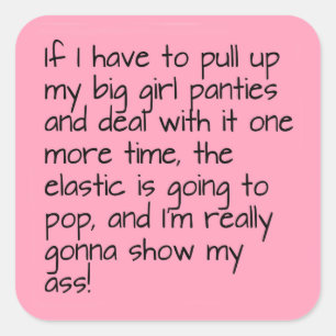 Adesivo Quadrado Pia rosa, Besteira, Palavra