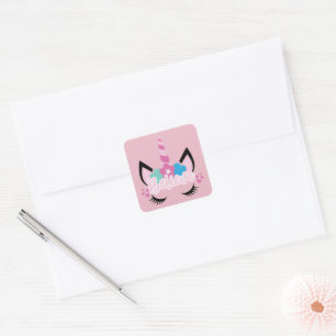 Adesivo Quadrado Pia-rosa-branca crença em Unicórnios Magical Flo