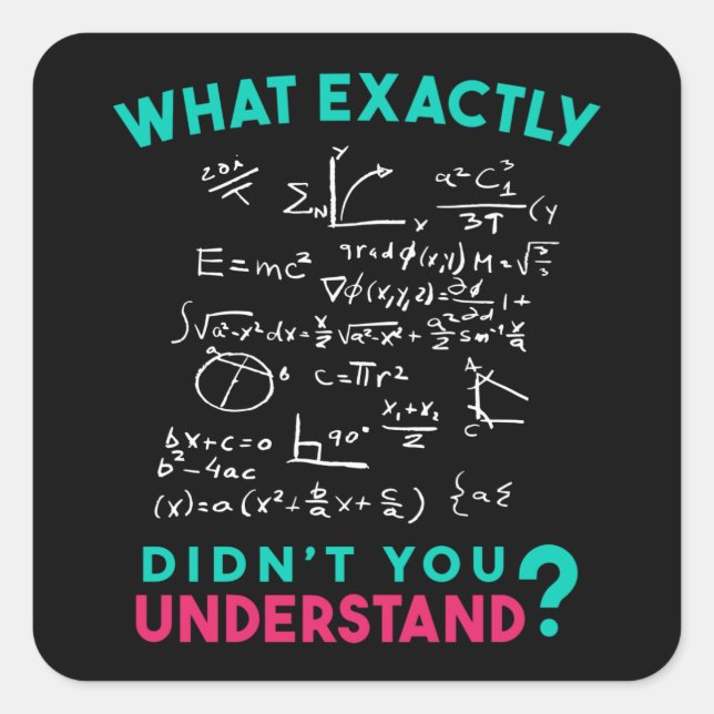 Adesivo Quadrado Piada de Fórmula de Física Matemática (Frente)