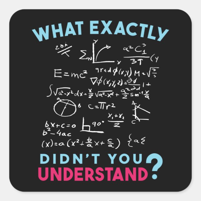 Adesivo Quadrado Piada de Fórmula de Física Matemática (Frente)