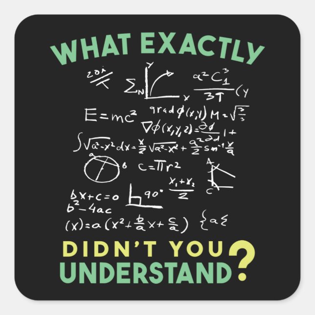 Adesivo Quadrado Piada de Fórmula de Física Matemática (Frente)