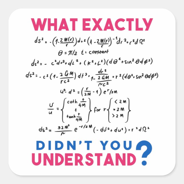 Adesivo Quadrado Piada de fórmula física (Frente)