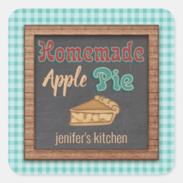 Adesivo Quadrado Piada de maçã caseira de folha de cálculo