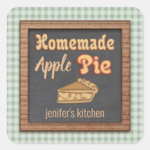 Adesivo Quadrado Piada de maçã caseira de folha de cálculo