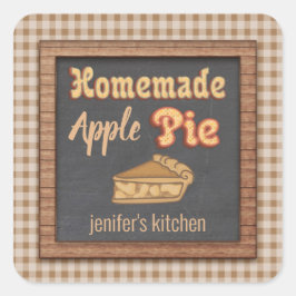 Adesivo Quadrado Piada de maçã caseira de folha de cálculo