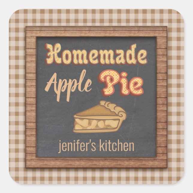 Adesivo Quadrado Piada de maçã caseira de folha de cálculo (Frente)