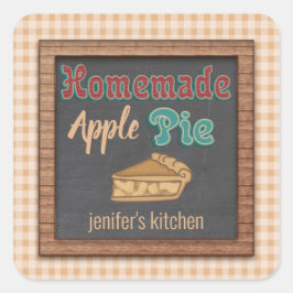 Adesivo Quadrado Piada de maçã caseira de folha de cálculo