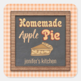 Adesivo Quadrado Piada de maçã caseira de folha de cálculo