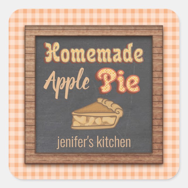 Adesivo Quadrado Piada de maçã caseira de folha de cálculo (Frente)