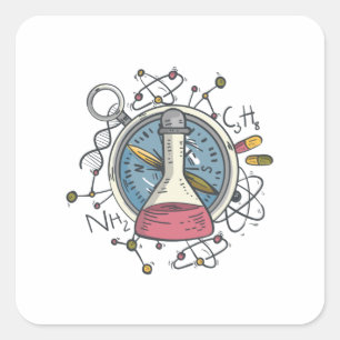 Adesivo Quadrado Piada de Química Ciência Pun