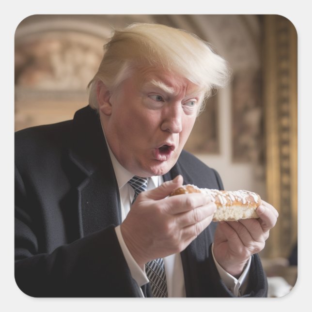 Adesivo Quadrado Piada de Trump de Pão (Frente)