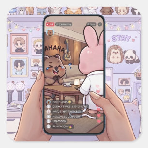 Adesivo Quadrado Piada Interna do Fandom de K-Pop Stray Pig Rabbit