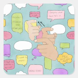 Adesivo Quadrado PIADA Sticker surdo ASL