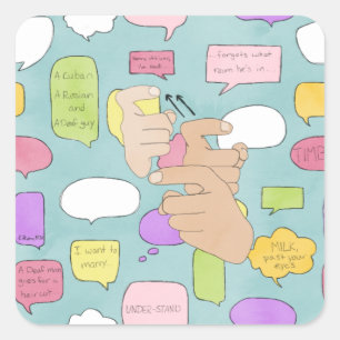 Adesivo Quadrado PIADA Sticker surdo ASL